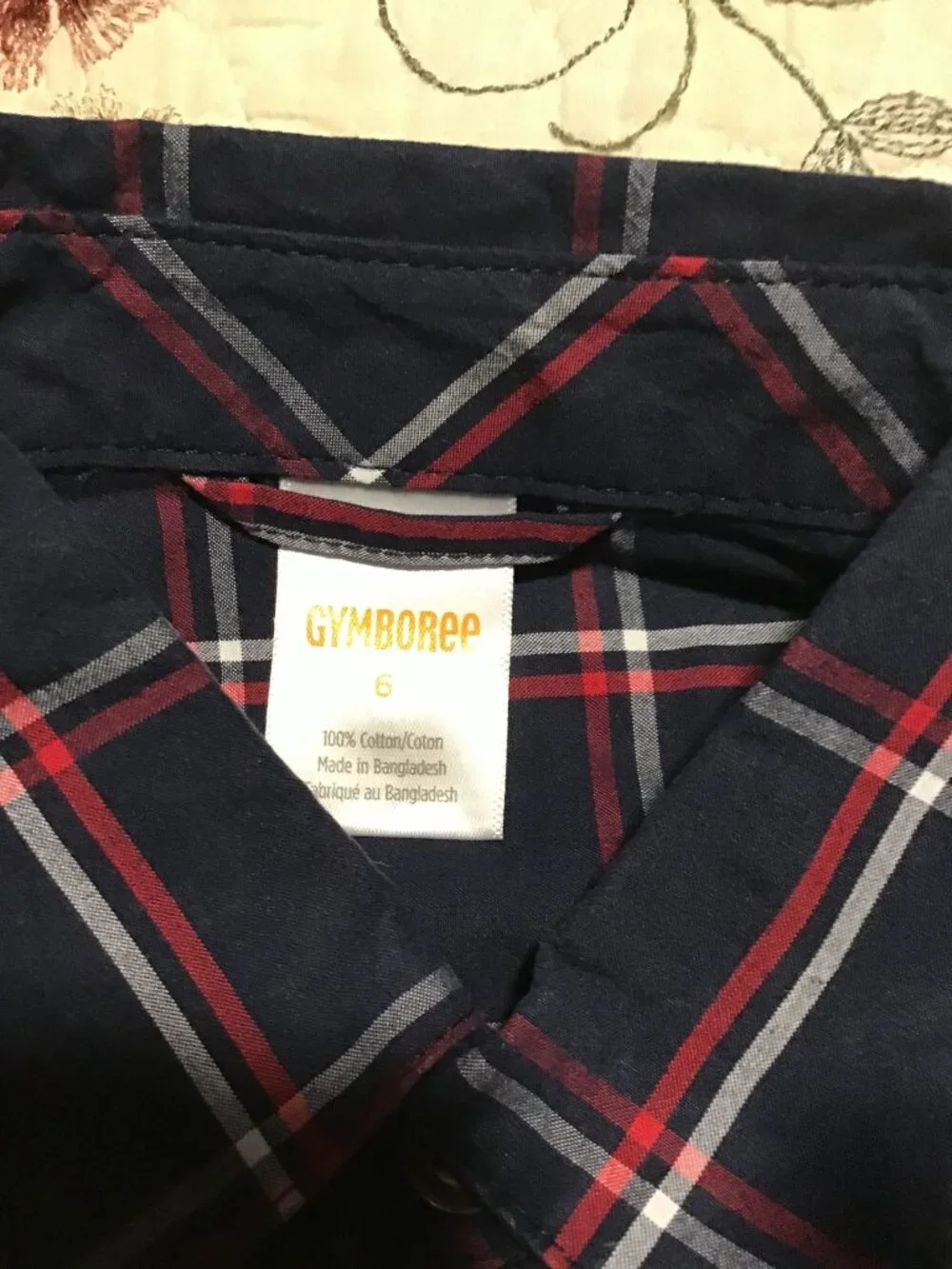 NWT Boy's Size 6 Gymboree Navy Plaid Button Down Long Sleeve Shirt